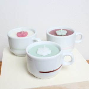 Trio de bougies - Petites tasses & Fleurs pastel